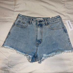 PACSUN Light Blue High Waisted Denim Festival Shorts